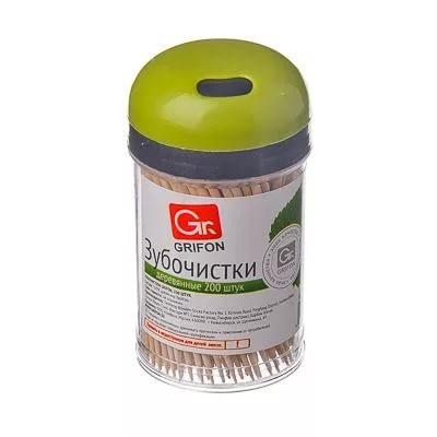 Зубочистки Grifon в пластиковой баночке, 200 шт.