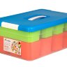 Ящик для хранения KID'S BOX с ручкой 10 л 12 вставок S + 2 лотка S  375х255х160мм