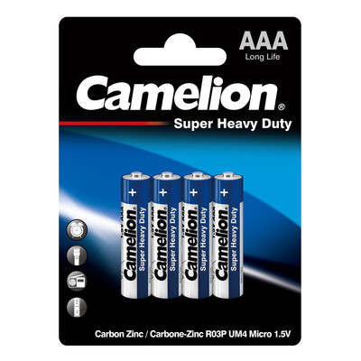 Camelion BLUE R03 BL-4 (R03P-BP4B, мизинчиковая батарейка ААА,1.5В)